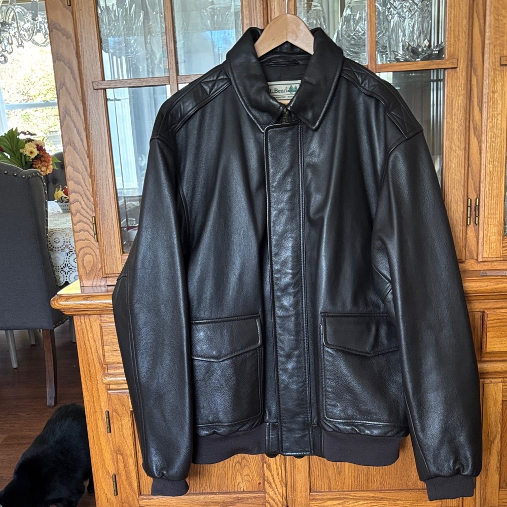 LL Bean Leather Bomber Jacket